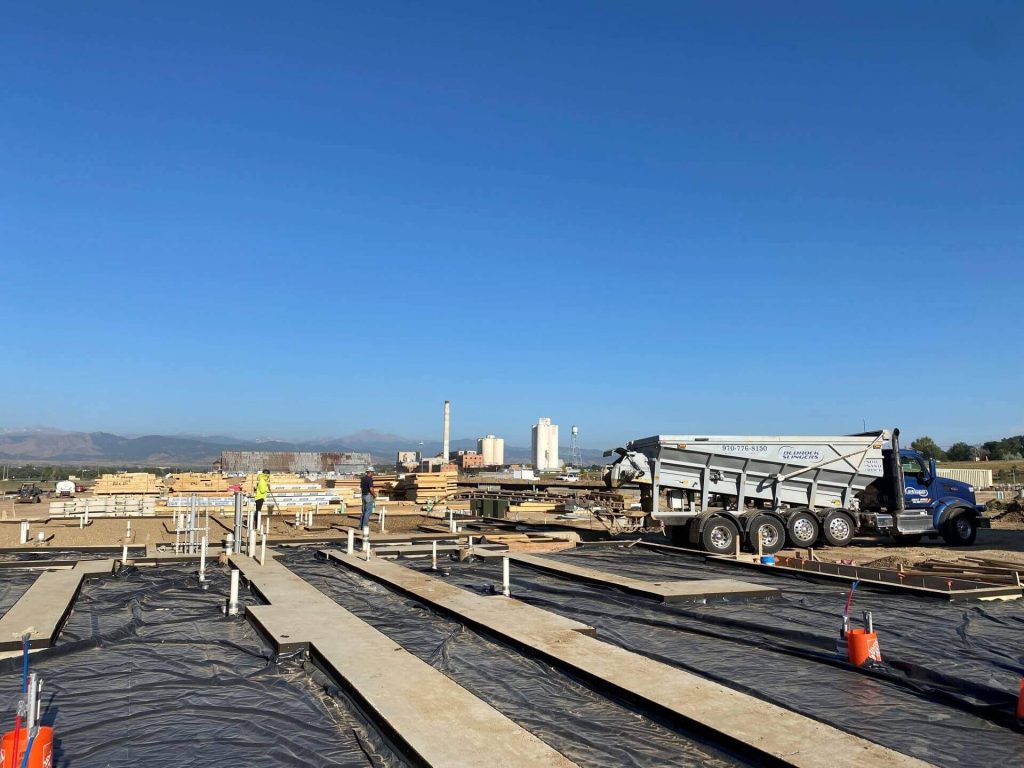 Ground solutions and Bedrock Slingers placed a grading under-slab and radon aggregate in Colorado